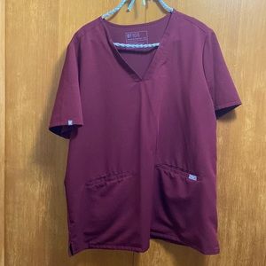 MAROON XXL FIGS SCRUB TOP
